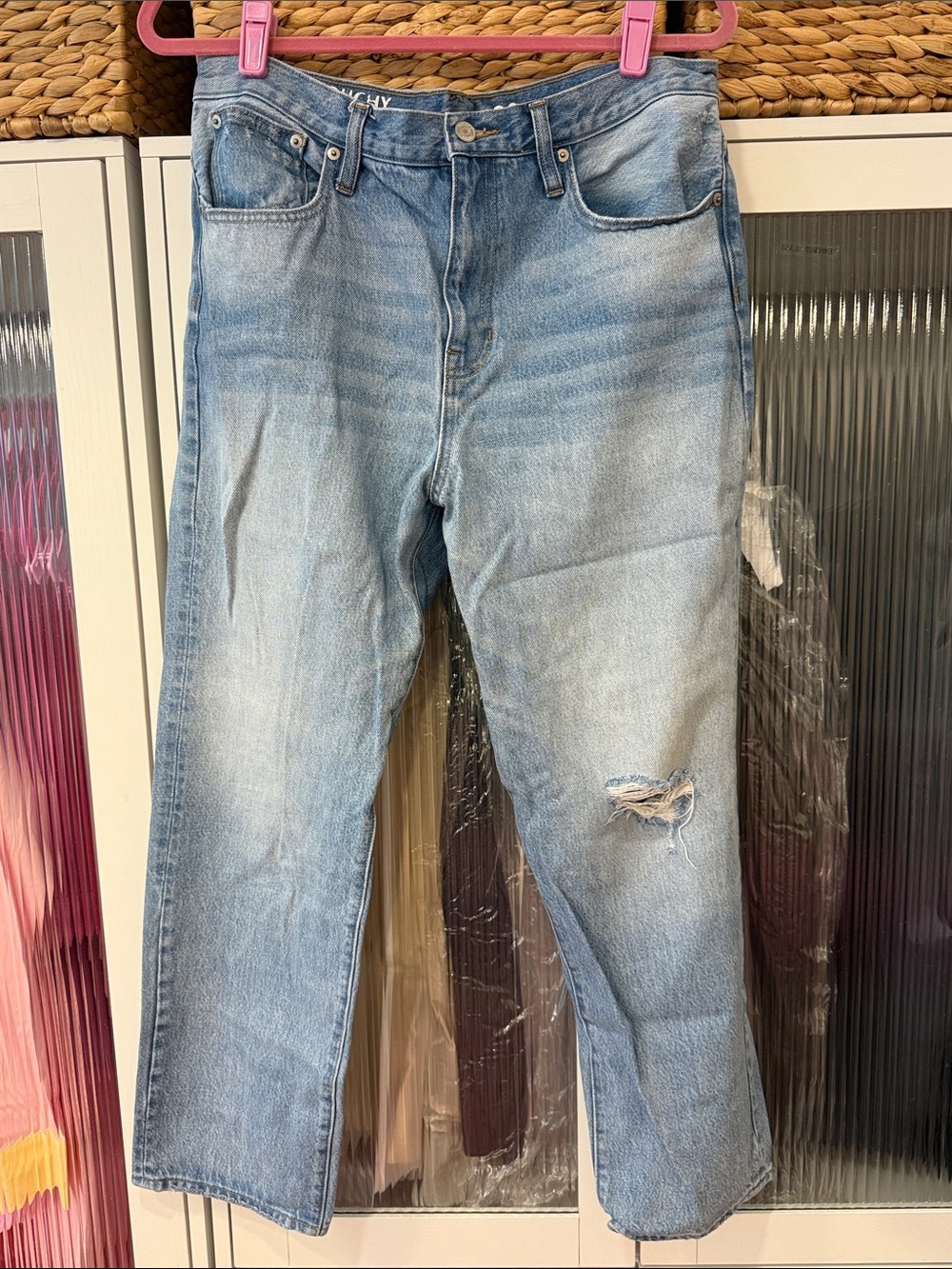 Light Blue Distressed Women’s Slouchy Boyfriend Jeans